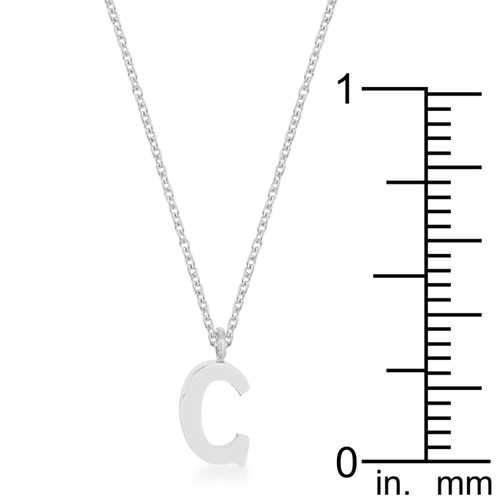 Elaina Rhodium Stainless Steel C Initial Necklace