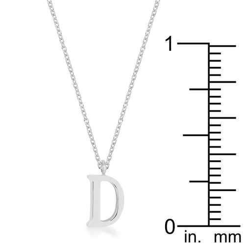 Elaina Rhodium Stainless Steel D Initial Necklace