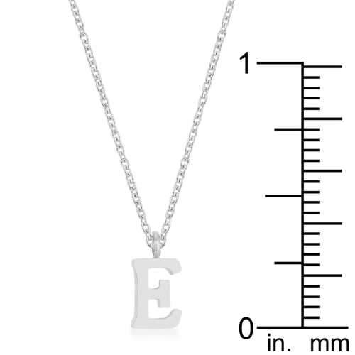 Elaina Rhodium Stainless Steel E Initial Necklace