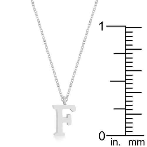 Elaina Rhodium Stainless Steel F Initial Necklace