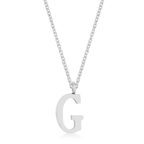 Elaina Rhodium Stainless Steel G Initial Necklace