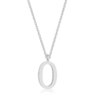 Elaina Rhodium Stainless Steel O Initial Necklace