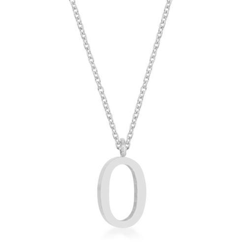 Elaina Rhodium Stainless Steel O Initial Necklace