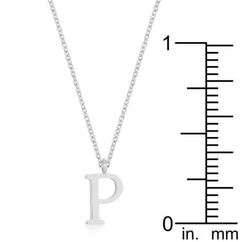 Elaina Rhodium Stainless Steel P Initial Necklace