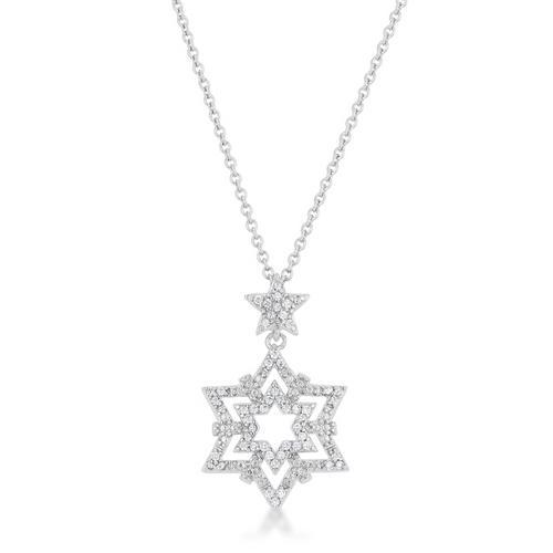 Stella 0.3ct CZ Rhodium Star Drop Necklace