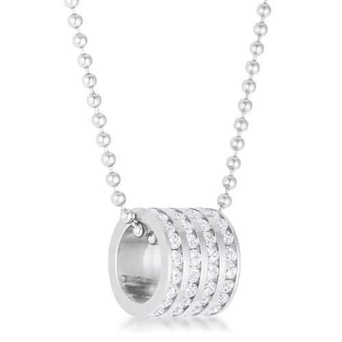 Dreya 1.1ct CZ Rhodium Stainless Steel Necklace