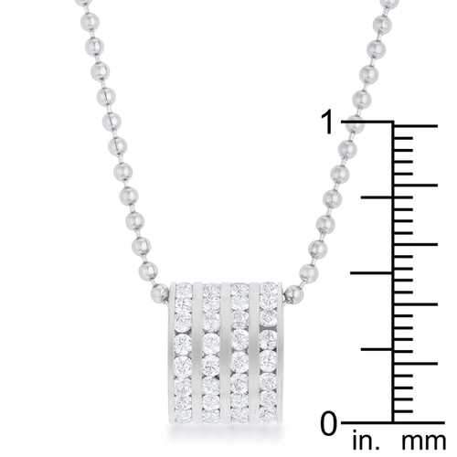 Dreya 1.1ct CZ Rhodium Stainless Steel Necklace