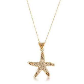 18k Gold Plated Golden Ombre Crystal Starfish Pendant