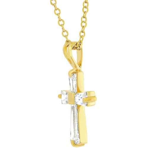 Goldtone Finish Baguette Cross