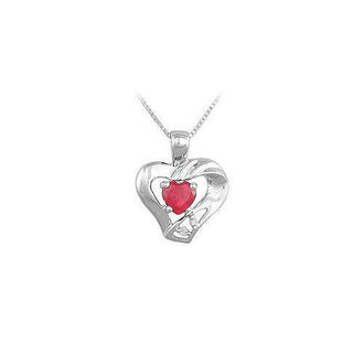 Ruby and Diamond Pendant : 14K White Gold - 0.66 CT TGW