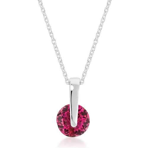 Classic Solitaire Red Cubic Zirconia Pendant