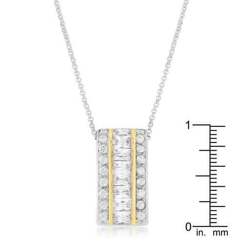 Two-Tone Three Row Hoop Pendant