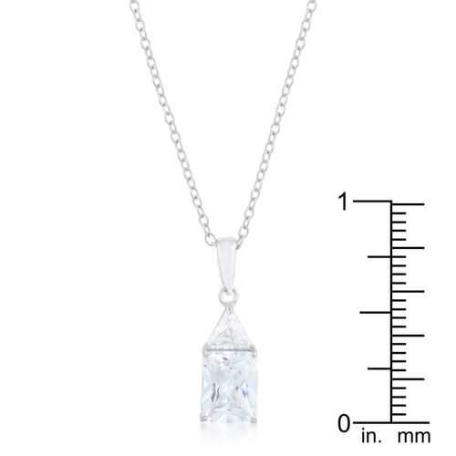 Classic Cubic Zirconia Sterling Silver Drop Necklace