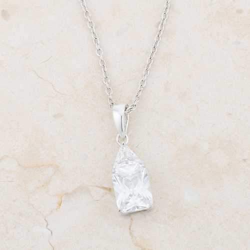 Classic Cubic Zirconia Sterling Silver Drop Necklace