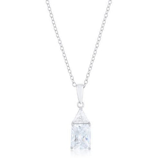 Classic Cubic Zirconia Sterling Silver Drop Necklace