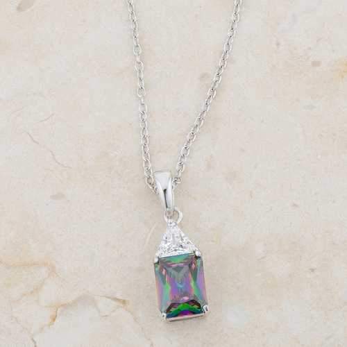 Classic Mystic Cubic Zirconia Sterling Silver Drop Necklace