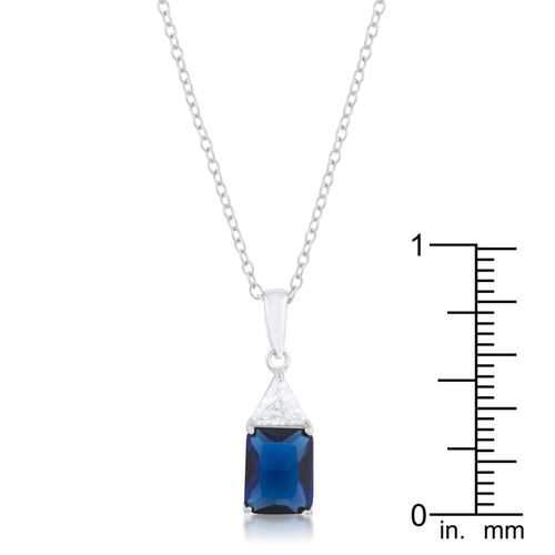 Classic Sapphire Cubic Zirconia Sterling Silver Drop Necklace