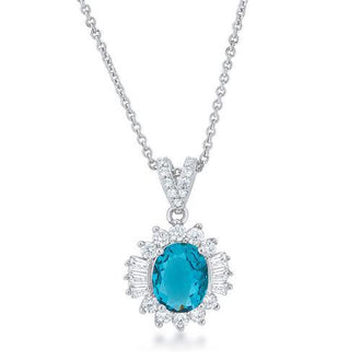 Chrisalee 3.2ct Aqua CZ Classic Drop Necklace