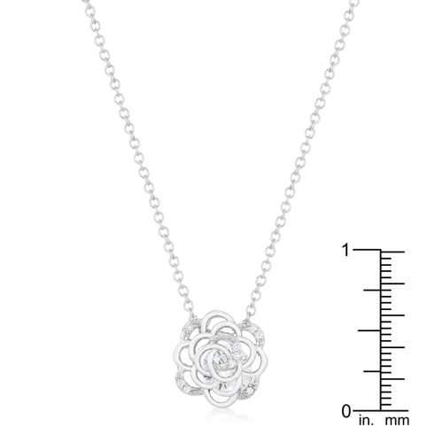 Maya 1.37ct CZ Rhodium Rose Drop Necklace