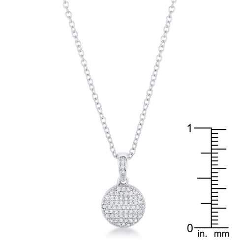 Lovely Rhodium Necklace with CZ Disk Pendant