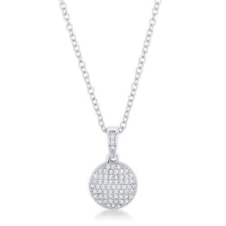 Lovely Rhodium Necklace with CZ Disk Pendant