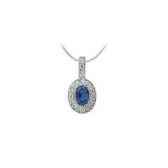 Sapphire and Diamond Pendant : 14K White Gold - 1.25 CT TGW