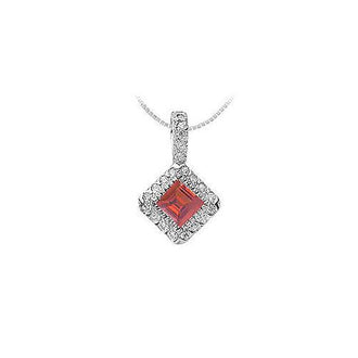 Ruby and Diamond Pendant : 14K White Gold - 0.75 CT TGW