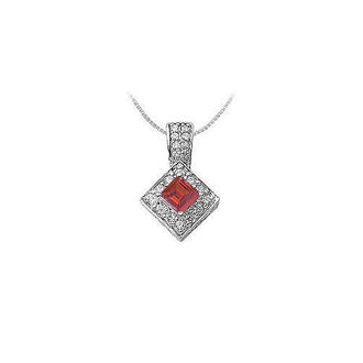 Ruby and Diamond Pendant : 14K White Gold - 0.75 CT TGW