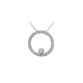 Diamond Circle Pendant : 14K White Gold - 0.75 CT Diamonds