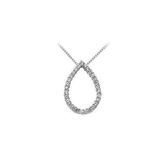 Drop Diamond Pendant : 14K White Gold - 0.50 CT Diamonds