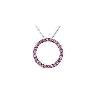 Pink Sapphire Circle Pendant : 14K White gold - 0.50 CT TGW