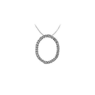 Diamond Oval Pendant : 14K White Gold - 0.75 CT Diamonds