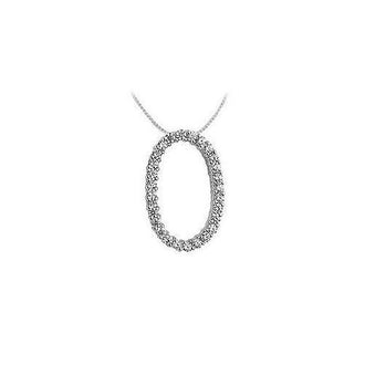 Diamond Oval Pendant : 14K White Gold - 0.85 CT Diamonds