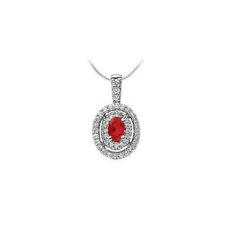 Ruby and Diamond Pendant : 14K White Gold - 1.00 CT TGW