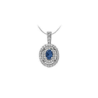 Sapphire and Diamond Pendant : 14K White Gold - 1.00 CT TGW