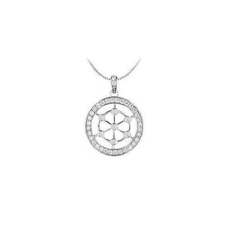 Diamond Circle Pendant : 14K White Gold - 0.75 CT Diamonds