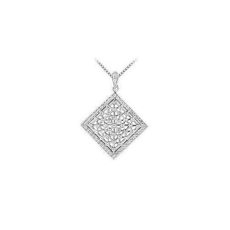 Diamond Square Pendant : 14K White Gold - 0.50 CT Diamonds