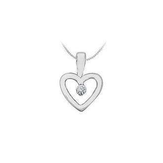 Diamond Heart Pendant : 14K White Gold - 0.10 CT Diamonds