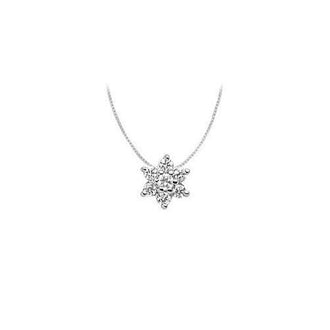 Diamond Flower Pendant : 14K White Gold - 0.33 CT Diamonds