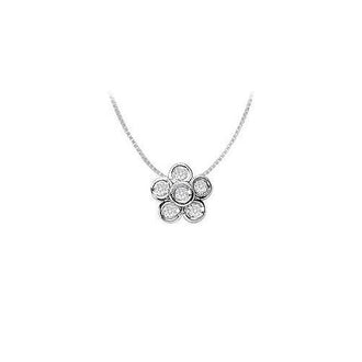 Diamond Flower Pendant : 14K White Gold - 0.50 CT Diamonds