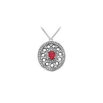 Ruby and Diamond Pendant : 14K White Gold - 1.50 CT TGW