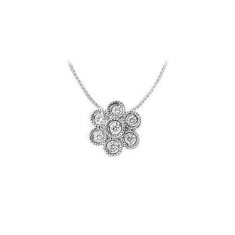 Diamond Flower Pendant : 14K White Gold - 0.50 CT Diamonds