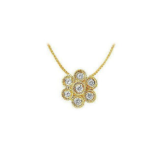 Diamond Flower Pendant : 14K Yellow Gold - 0.50 CT Diamonds