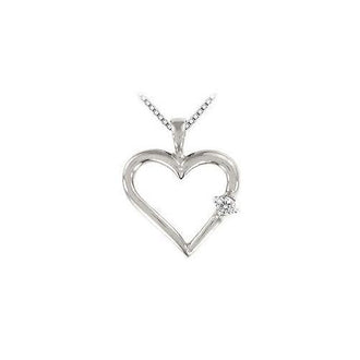 Diamond Heart Pendant : 14K White Gold - 0.05 CT Diamonds