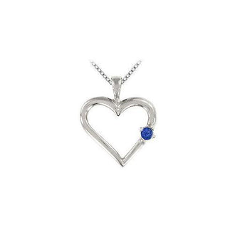 Sapphire Heart Pendant : 14K White Gold - 0.05 CT TGW