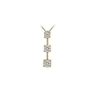 Three Stone Diamond Pendant : 14K Yellow Gold - 1.00 CT Diamonds