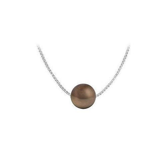 Cultured Chocolate Akoya Pearl Pendant : 14K white gold - 9 MM