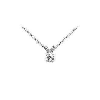 14K White Gold : Round Diamond Solitaire Pendant - 0.25 CT. TW.