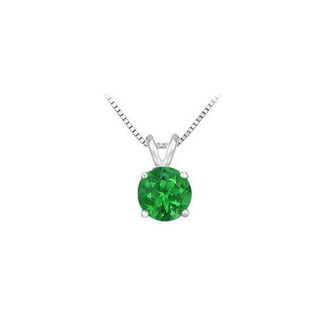 14K White Gold Prong Set Natural Emerald Solitaire Pendant 0.25 CT TGW