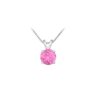 14K White Gold Prong Set Natural Pink Sapphire Solitaire Pendant 0.25 CT TGW